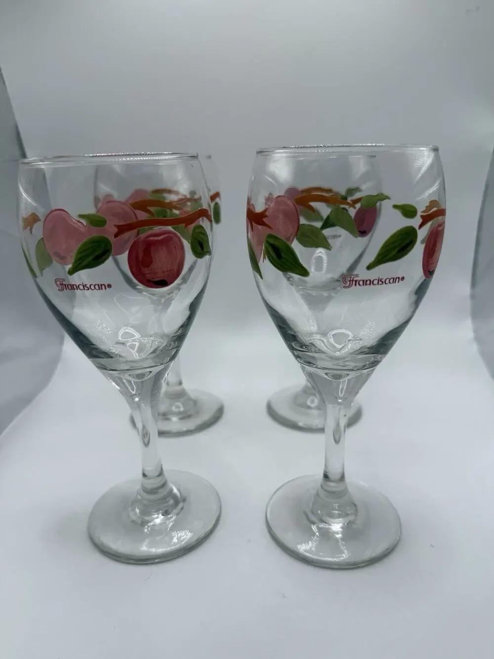 Vintage Franciscan Apple 12 Ounce Wine Water Goblets Lot Of 4